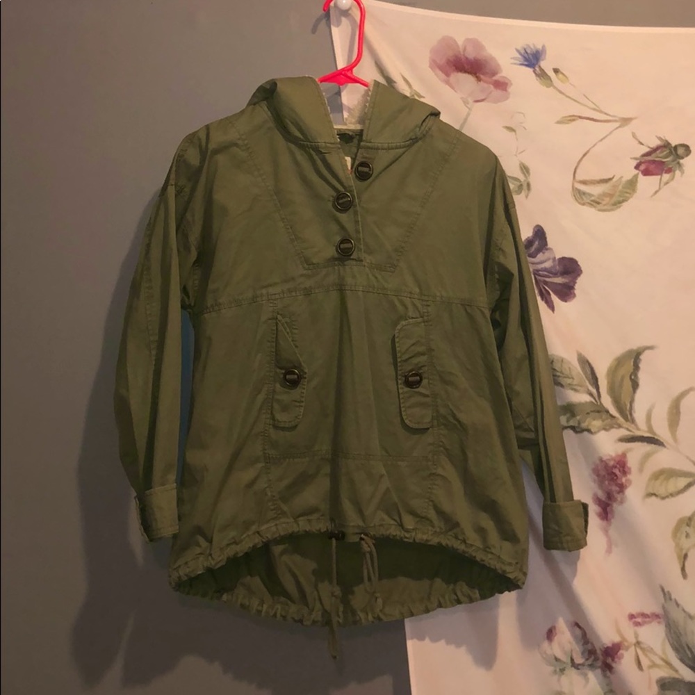 A light pine green jacket.